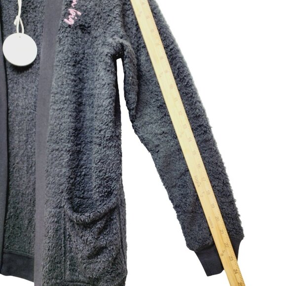 Lacey Chabert Collection Womens Black Fuzzy Open Cardigan With Pockets Size XS - Picture 11 of 11